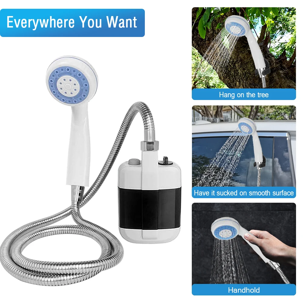 Rechargeable Shower Portable Camping Shower Head Bathing 3.7V Pump 4.9ft for - £20.60 GBP+