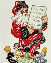 Early 1900&#39;s Santa w/ Black Fur Trim Hat Children Dancing Christmas Post... - £6.62 GBP