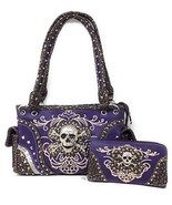 Texas West Rhinestone Embroidered Metal Skull Leather Womens Concealed C... - $54.99