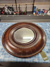 Bassett Wooden Distressed Beveled Wall Mirror Circular 23.75&quot; 11&quot; Mirror - £61.50 GBP