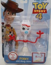 Forky with Wacky Action 6&quot; Figure Pixar Toy Story 4 Pull &#39;n Go Thinkway ... - £15.78 GBP