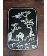 Antique C. 1900 Chinese Mother Of Pearl Inlaid Black Lacquer Box 7&quot; x 4.... - £30.43 GBP