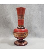 Vintage Hand Lathe Turned Carved Etched Wooden Pedestal Flower Bud Vase ... - $9.95