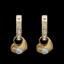 0.30Ct Simulated Diamond Huggie Dangle Heart Earrings 14K Yellow Gold Plated - £65.96 GBP