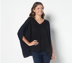 Laurie Felt Oversized Knit Top with V--Neck - (Black, XS/S) A453963 - $15.89