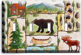 Hunting Cabin Fever Moose Grizzly Bear 4 Gang Light Switch Wall Plate Room Decor - £14.61 GBP