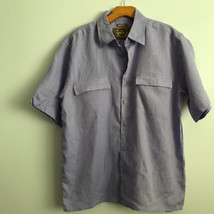 Bruno New York L Shirt Purple Linen Casual Button Down Short Sleeve Preppy - £14.63 GBP