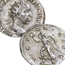 TRAJAN DECIUS. Winged Victory. Choice XF. Roman Empire Antoninianus Silver Coin - $246.05