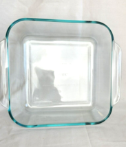 Pyrex 222 Clear Baking Dish 8x8 Inch Square Blue Green tint EUC - £9.40 GBP