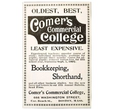 Comer&#39;s Commercial College 1897 Advertisement Victorian Boston School AD... - £9.83 GBP