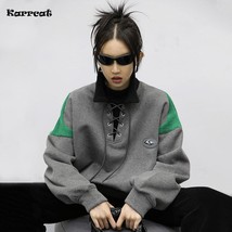Karrcat Cyber Y2k Sweatshirt Grunge work Pullover Korean Fashion Vintage Oversiz - £111.97 GBP