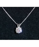 1Ct Moissanite Round Cut Solitaire Pendant .925 Sterling Silver Necklace... - £60.66 GBP