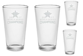  SET OF 4  Houston Astros World Series Champions 2017 Beer Etched Glasses - £28.74 GBP