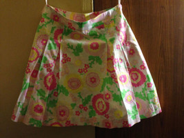 Lilly Pulitzer White W Multicolor Floral Print 100% Cotton Skirt Sz 8 - $49.49