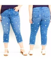 Lane Bryant Straight crop jeans high rise Essential Stretch star design ... - £26.97 GBP