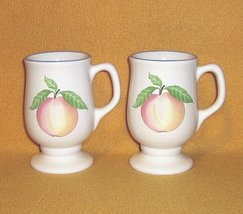 Pfaltzgraff Hopscotch 2 Grand Mugs Footed - Peach - £7.16 GBP