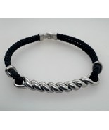 David Yurman Sterling Silver .925 Cable Id Leather Men&#39;s Bracelet M - $8,507.39 MXN