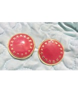Red And Gold Tone Stars Round Statement Clip On Earrings - $27.43 CAD