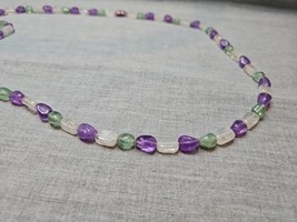 Stone Style Necklace, Clear/Purple/Green, 35&#39;&#39; Vintage  - €8,62 EUR