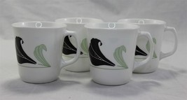 Corelle Corning Black Orchid Set Of 4 Vintage Coffee Mugs - £11.02 GBP