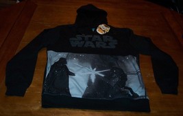 STAR WARS Luke Skywalker Darth Vader HOODIE HOODED Sweatshirt MEDIUM NEW... - £39.56 GBP