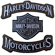 Harley Davidson Classic Gray Logo Sew-on Patch Top Bottom Rocker PATCH U... - £19.66 GBP