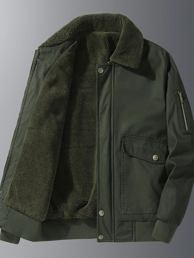 2022 new fashion autumn and winter men&#39;s fleece washed cotton jacket zipper jack - £187.98 GBP