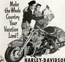 Harley Davidson Hydra Glide Advertisement 1951 Motorcycle Vacation Land ... - £31.52 GBP