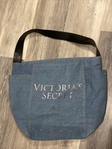 Victoria&#39;s Secret Denim Jean Large Shoulder Tote Bag Weekender Getaway T... - £11.57 GBP