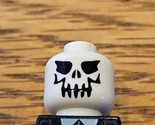 LEGO Minifigure Head White Skeleton Skull Black Eyes - $5.69
