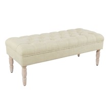 Tufted Decorative Bench, Cream Woven - £163.01 GBP