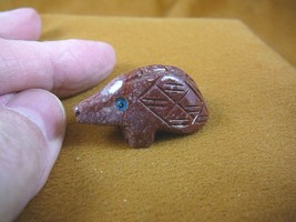 (Y-HED-18) red white HEDGEHOG animal gem stone carving SOAPSTONE PERU he... - $8.59