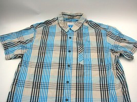 Columbia Mens Shirt Omni-Wick Advanced Evaporation Short Sleeve Plaid Blue XL  - £11.09 GBP