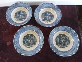 Set Of 4 Vintage Currier &amp; Ives Royal China 5.5” Berry Bowls Dessert Bowls - £15.56 GBP