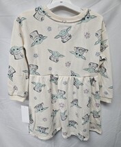 Toddler Girls' Baby Yoda Grogu Skater Dress-Cream 4T Ivory Warm Winter Star Wars image 4