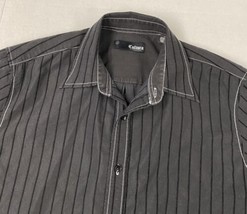 Cultura Men&#39;s Button Down Shirt Size Large Black Long Sleeve Stripe - $11.57