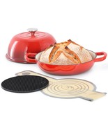MegaChef 6 Quart Enameled Cast Iron Bread Pot in Red with Baking Mat - $106.17 CAD