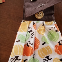 Kitchen Tie Towels, set of 2, Pumpkin Spice design, fall kitchen decor tea towel image 4