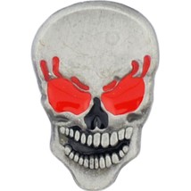Black Skull with Red Eyes Pin 1&quot; - £7.67 GBP