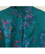 Vintage long sleeve floral pattern button front top blouse made in USA - £15.86 GBP