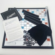 Scrabble Onyx Edition Crossword Game Hasbro Rotating Turntable 2006 Silv... - $98.99