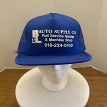 VTG Blue Hat Cap Snapback Mesh Mechanic Auto Shop Garage - £10.61 GBP