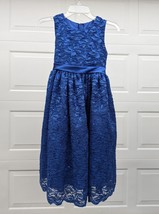 Crayon Kids Girls Royal Blue Sequins Dress Formal Party Floral Big Bow S... - $34.88