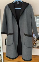 Clara Sun Woo Coat Sz M Neoprene gray black open front - $94.05