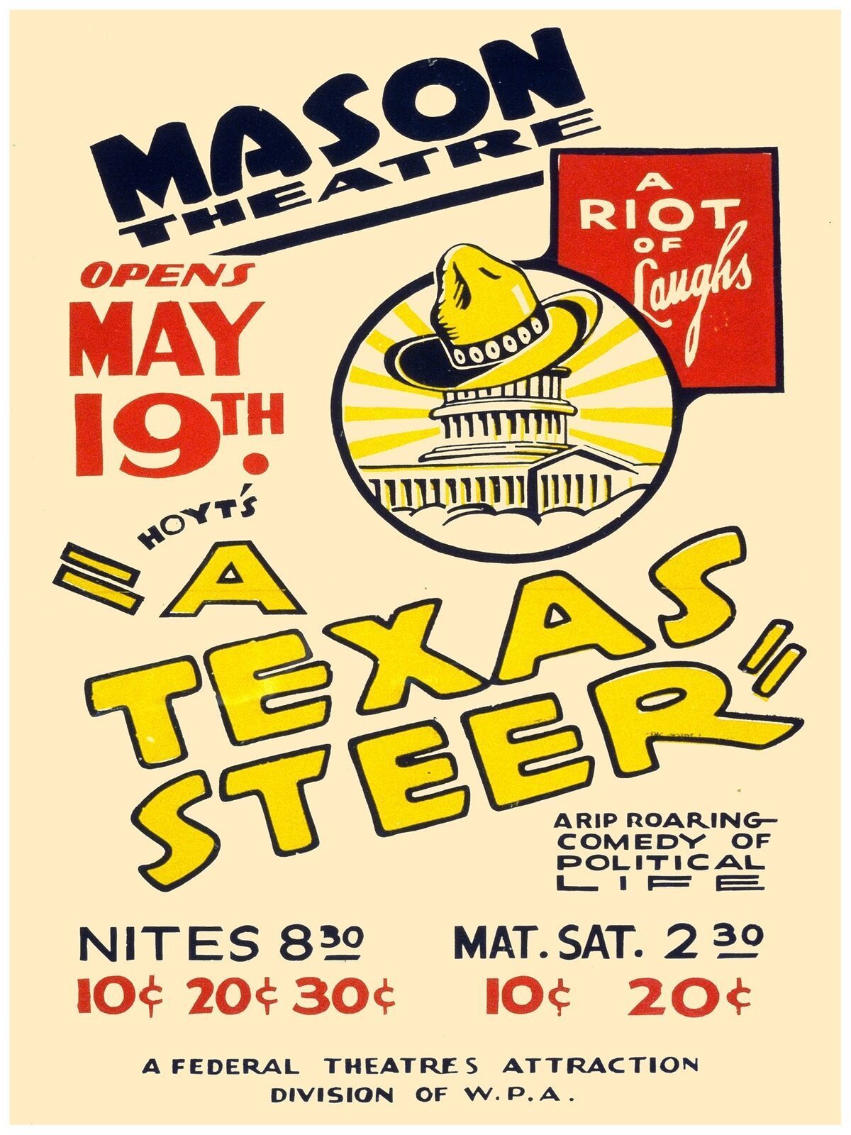 2630.Mason theater A Texas steer theater 18x24 Poster.Home decor interior room d - $28.00