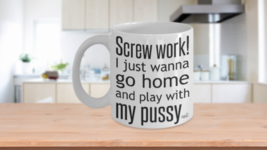 Cat Lady Mug Hate Monday Screw Work I Just Wanna Play with My Pussy Cat Funny Ch - £15.19 GBP