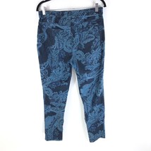 Chico&#39;s Blue Floral Paisley Girlfriend Slim Leg Ankle Denim Jeans Sz 0.5(6) - £18.82 GBP