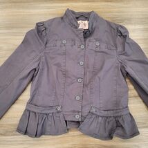 Juicy Couture Jacket Womens Denim Twill Ruffled Jacket Grey XL 90's Y2k - $23.75