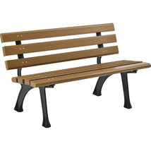 Global Industrial Park Bench With Backrest 4&#39;L Tan - £482.98 GBP