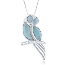 Sterling Silver Larimar Owl on a Branch Pendant - £50.11 GBP